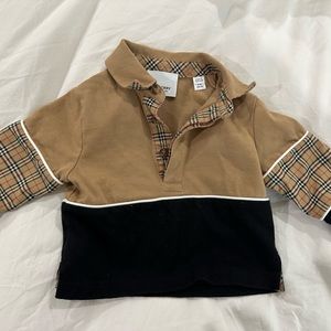 Authentic Burberry beige and black check baby polo (6months)